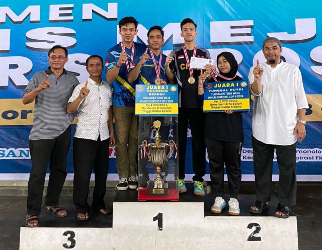 Mahasiswa STMIK Triguna Dharma Raih Juara Turnamen Tenis Meja Prof Luhur Soeroso Cup II 